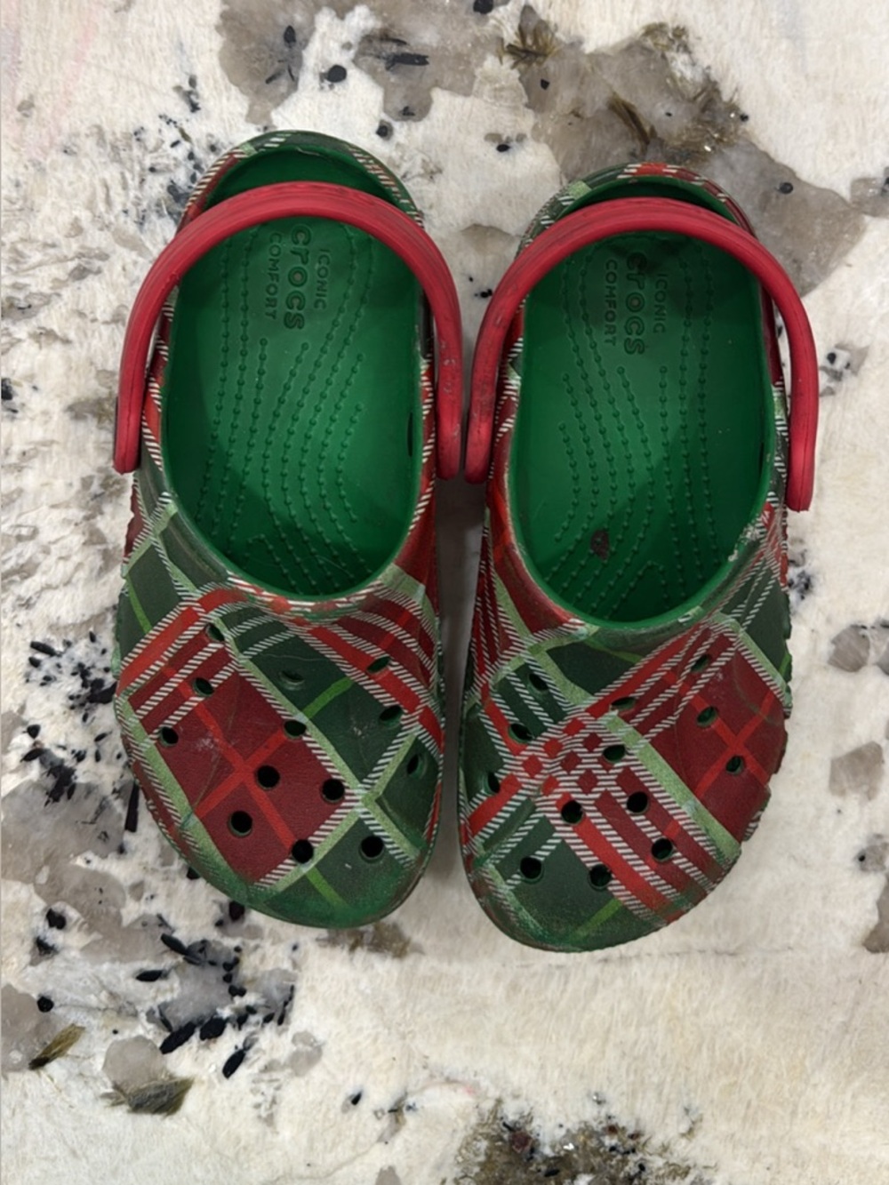 CROCS Kids' Plaid Clogs in Red & Green
